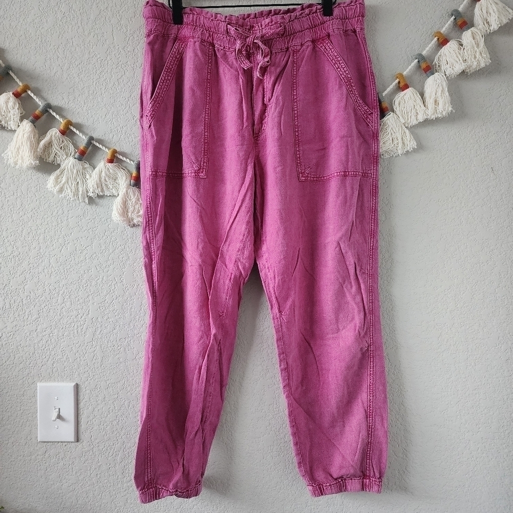 Anthropologie Rhys Utility Pink Drawstring Joggers Casual Lounge Comfort Relax L